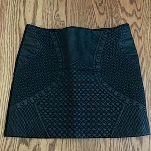 Textured Faux Black Leather Textured Skirt
